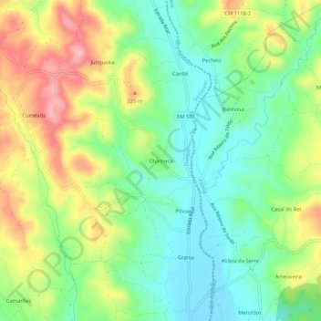Charneca topographic map, elevation, terrain