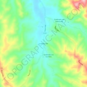 La Población topographic map, elevation, terrain