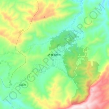 大寨苗族乡 topographic map, elevation, terrain