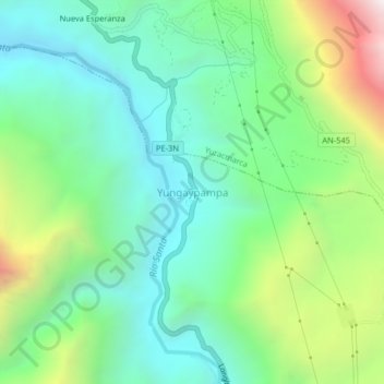 Yungaypampa topographic map, elevation, terrain