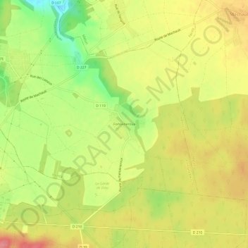 Fontaineroux topographic map, elevation, terrain