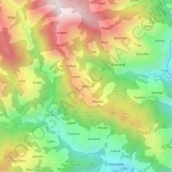 Gattu topographic map, elevation, terrain