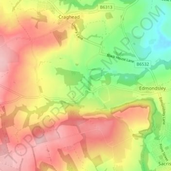 Holmside topographic map, elevation, terrain