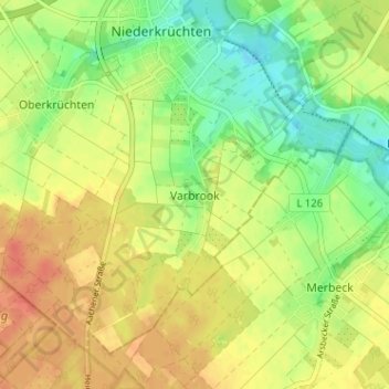 Varbrook topographic map, elevation, terrain