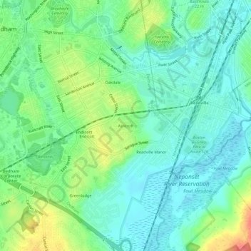 Ashcroft topographic map, elevation, terrain