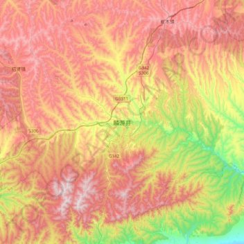 麟游县 topographic map, elevation, terrain