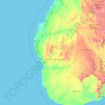 Province Toliara topographic map, elevation, terrain