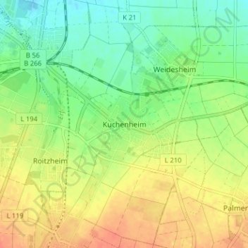 Kuchenheim topographic map, elevation, terrain