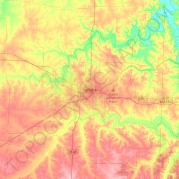 Sedalia topographic map, elevation, terrain