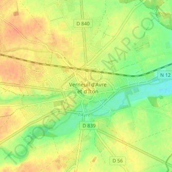 Place de la Madeleine topographic map, elevation, terrain