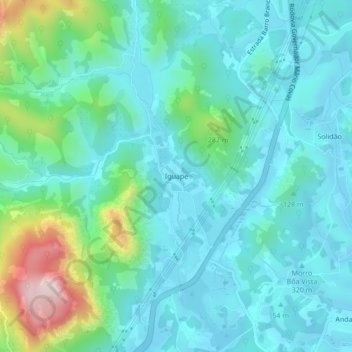 Iguape topographic map, elevation, terrain