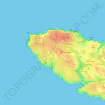 Kervédan topographic map, elevation, terrain