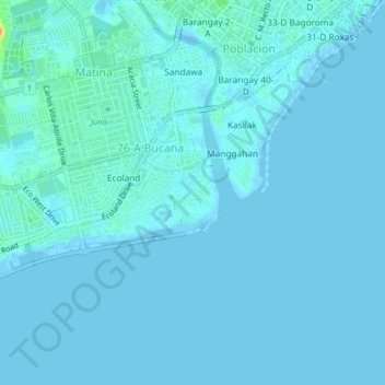 Bucana topographic map, elevation, terrain