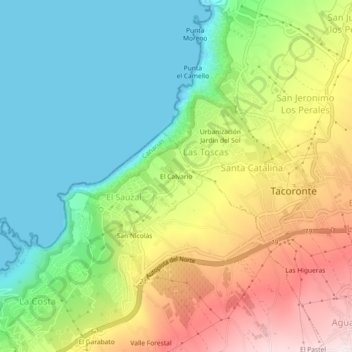El Calvario topographic map, elevation, terrain
