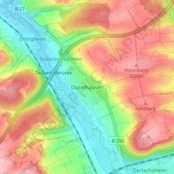 Distelhausen topographic map, elevation, terrain