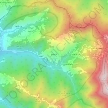 Vigogna topographic map, elevation, terrain