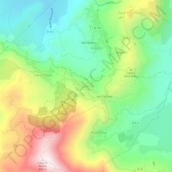 Cateri topographic map, elevation, terrain