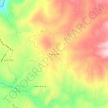 Bummerville topographic map, elevation, terrain