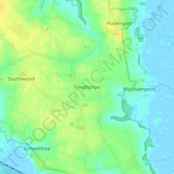 Freethorpe topographic map, elevation, terrain