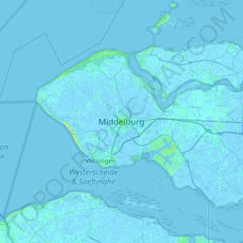 Middelburg topographic map, elevation, terrain