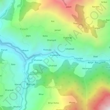 Sharandhar topographic map, elevation, terrain