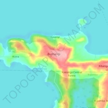 Bumangi topographic map, elevation, terrain
