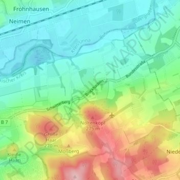 Brockhausen topographic map, elevation, terrain