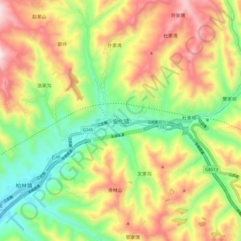 安化镇 topographic map, elevation, terrain