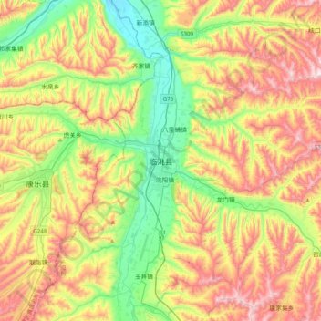 临洮县 topographic map, elevation, terrain