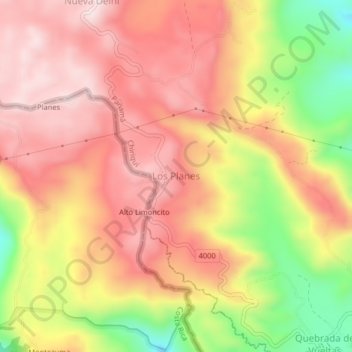 Los Planes topographic map, elevation, terrain