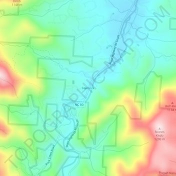 Hamrick topographic map, elevation, terrain