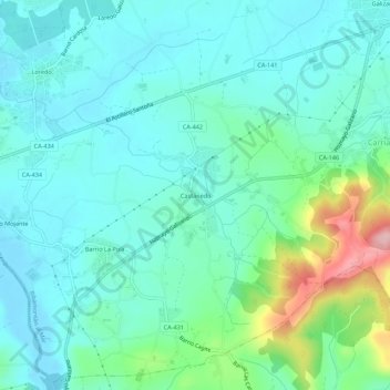 Castanedo topographic map, elevation, terrain