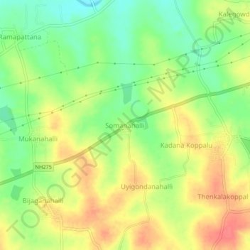 Somanahalli topographic map, elevation, terrain