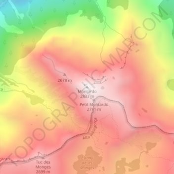 Montardo topographic map, elevation, terrain