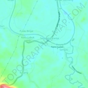 Banjar Padang topographic map, elevation, terrain