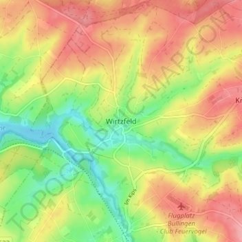 Wirtzfeld topographic map, elevation, terrain