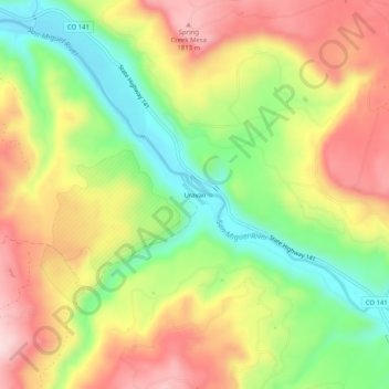Uravan topographic map, elevation, terrain