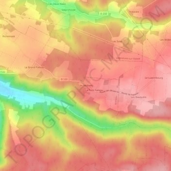 Les Molliers topographic map, elevation, terrain