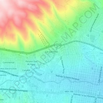 Las Canteras topographic map, elevation, terrain