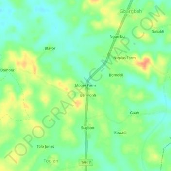 Moore Farm topographic map, elevation, terrain