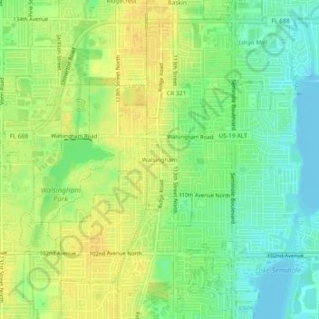 Walsingham topographic map, elevation, terrain