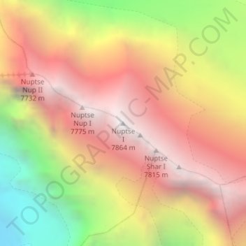 Nuptse I topographic map, elevation, terrain