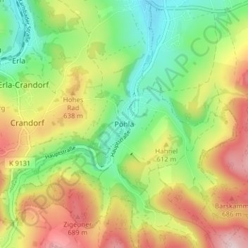 Pöhla topographic map, elevation, terrain
