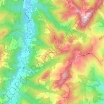 Serraglio topographic map, elevation, terrain