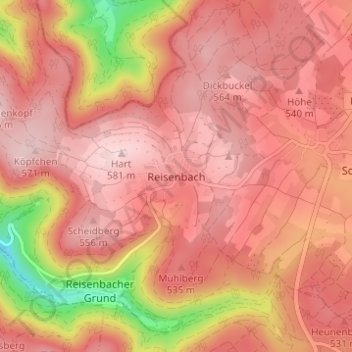 Reisenbach topographic map, elevation, terrain