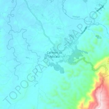 Carmen de Apicalá topographic map, elevation, terrain