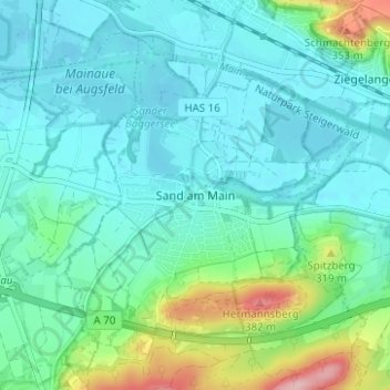 Sand am Main topographic map, elevation, terrain