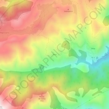 Taja topographic map, elevation, terrain