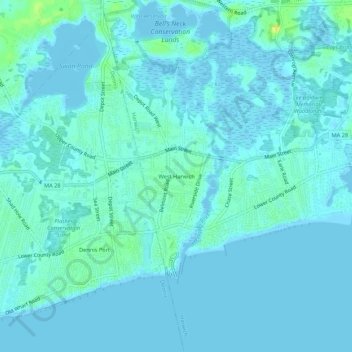 West Harwich topographic map, elevation, terrain