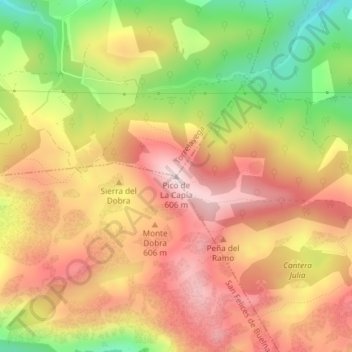 Pico de La Capía topographic map, elevation, terrain